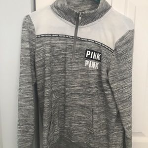 Victoria secret pink grey long sleeve quarter zip